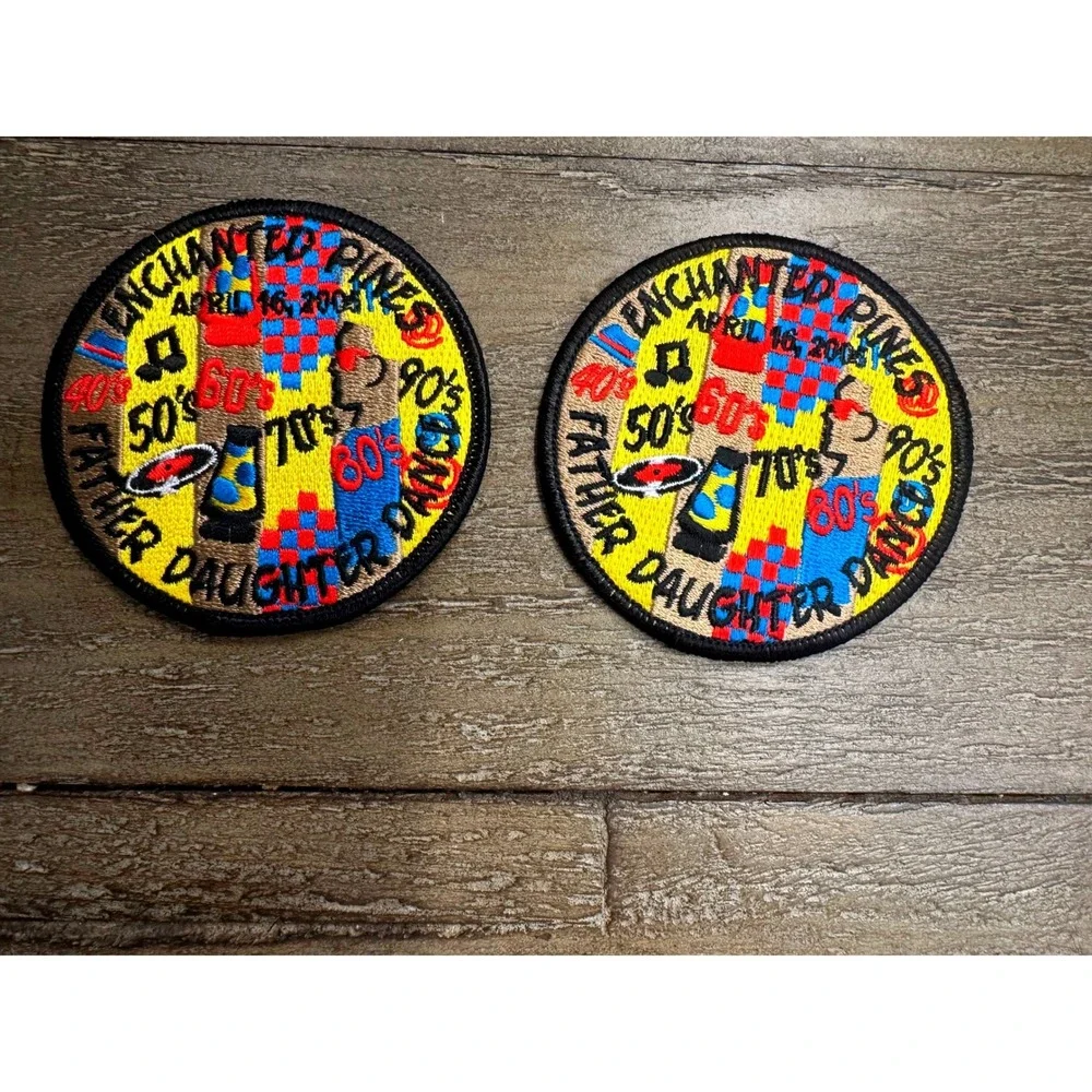 Vintage Girl Scouts GSSJC Father Child Sock Hop Patch Lot of 2 Collectible